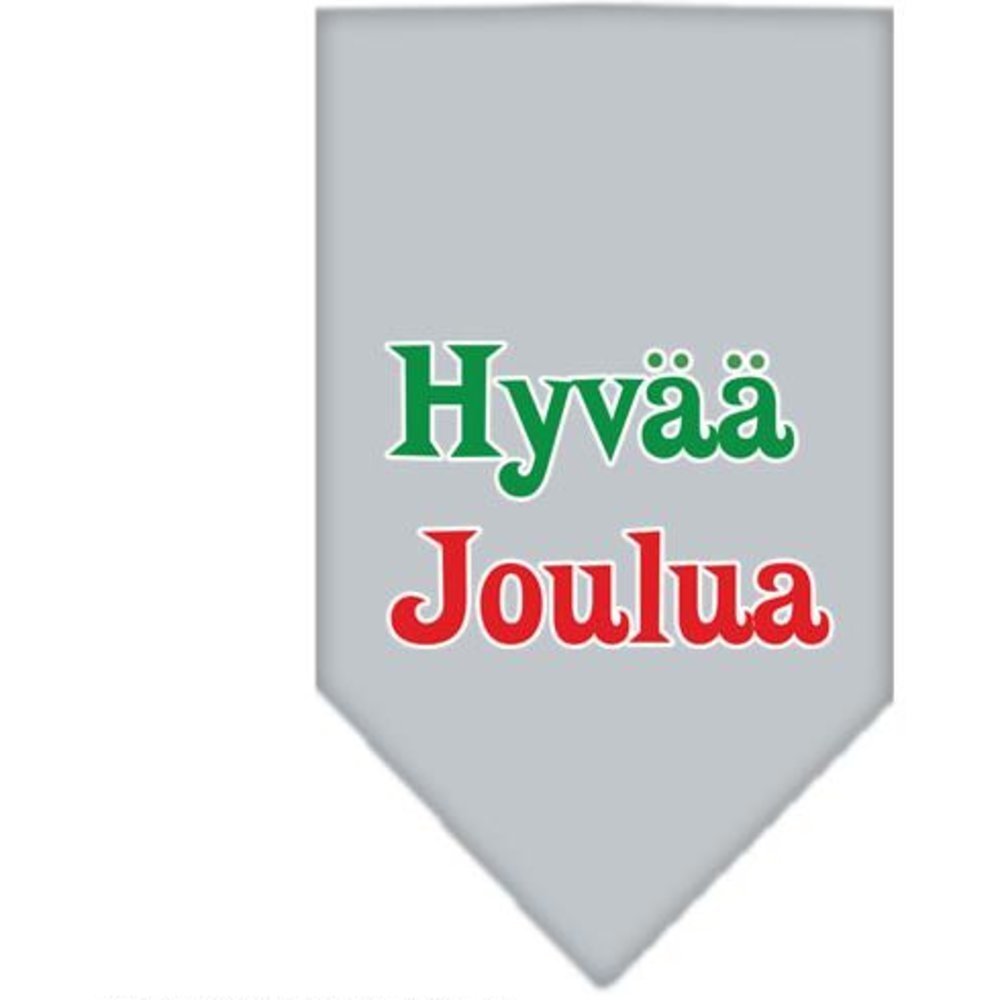 Christmas Pet and Dog Bandana Screen Printed, &quot;Hyvää Joulua&quot; Grey Large