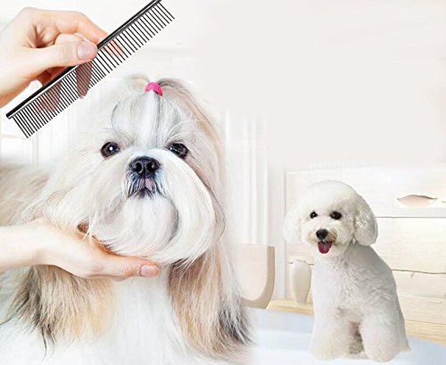 Ouzen Dog Comb Pet Stainless 2 In 1 Steel Grooming Dematting Hair Comb