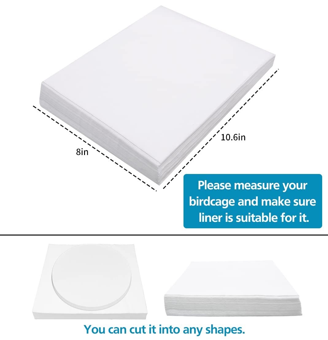 Ruby.Q Bird Cage Liner Papers, 100/200 Sheets Non-Woven Bird Cage Liners, Precut Absorbent Bird Cage Paper Liners Pet Animal Cag