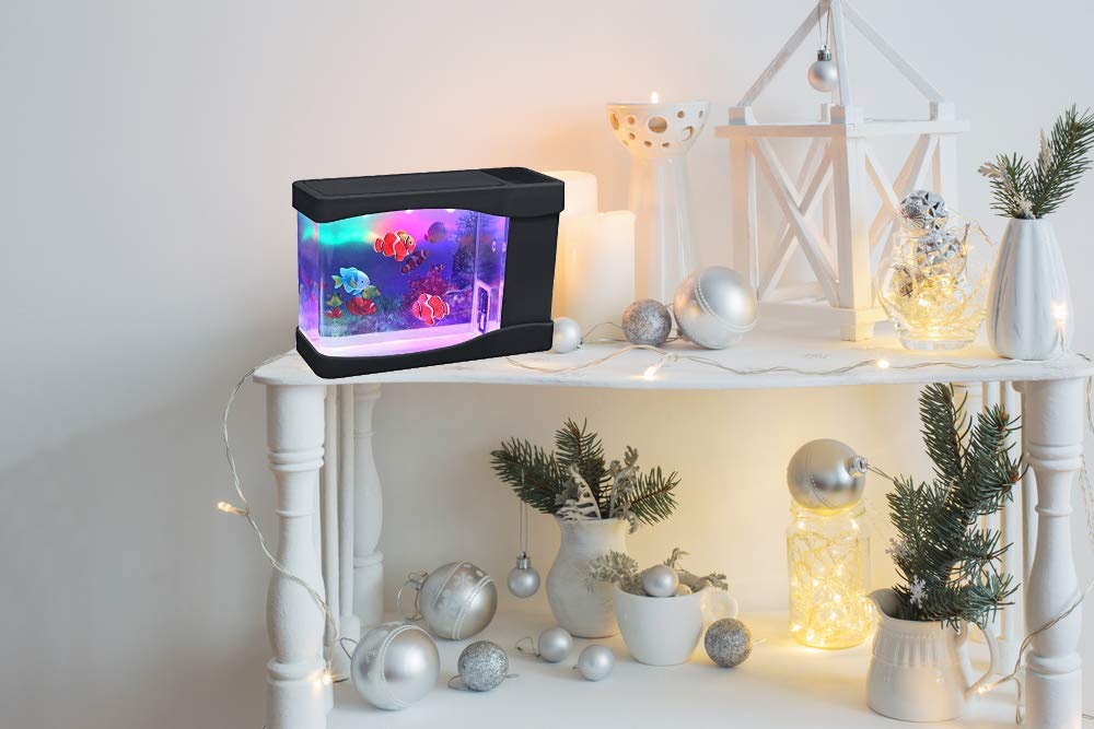 Lightahead® Artificial Mini Aquarium A Sensory Multi Colored Led Swimming Fish Tank With Bubbles