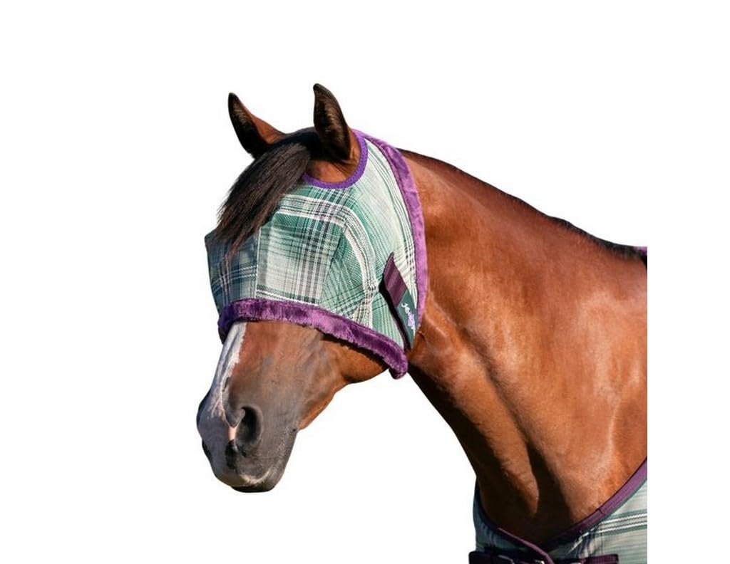 Kensington UV Fly Mask with Fleece Trim - Protective Mask with Dual Ear Opening Size: XXL Color: 2019-Imperial Jade