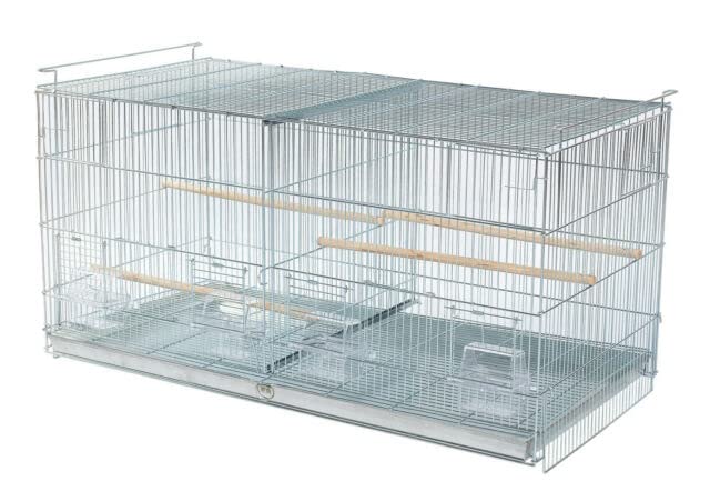Lot Of Galvanized Zinc Plated Stackable Breeder Bird Flight Cage With Removable Center Divider And Breeding Nest Doors (Galvanized Zinc, 30'X11'X15'H Lot Of 4 With Stand)