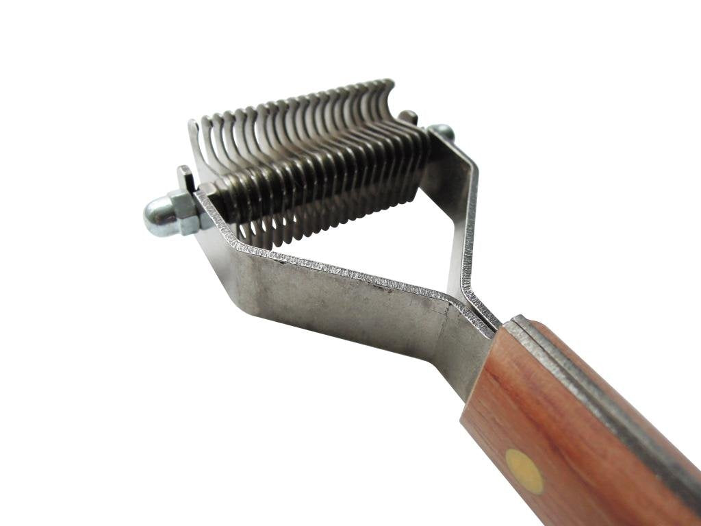 Mars Coat King Dematting Undercoat Grooming Rake Stripper Tool For Dogs And Cats, Stainless Steel With Wooden Handle For Thick Coats, 20-Blade Stripper For Groomers, Pet Owners