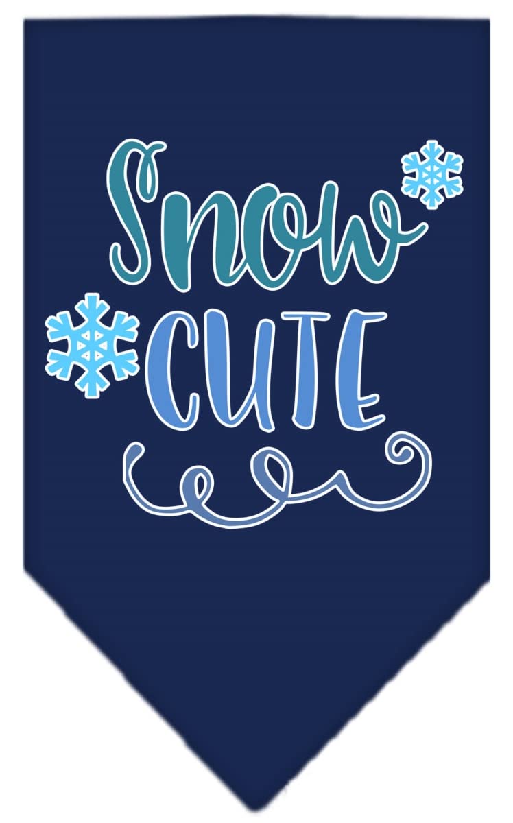 Christmas Pet and Dog Bandana Screen Printed, &quot;Snow Cute&quot; Navy Blue Large