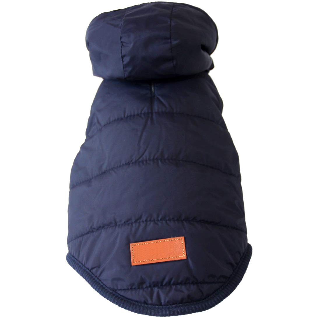 Vecomfy Fleece Lining Extra Warm Dog Hoodie In Winter,Small Dog Jacket Puppy Coats With Hooded,Blue Xs