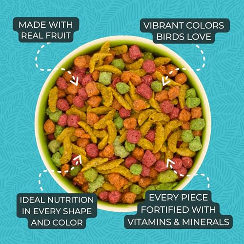 ZuPreem FruitBlend Bird Food, Bird Feed Pellets for Cockatiel, Lovebird, Quaker, Small Conure, Lorikeet, Core Nutrition with Nat