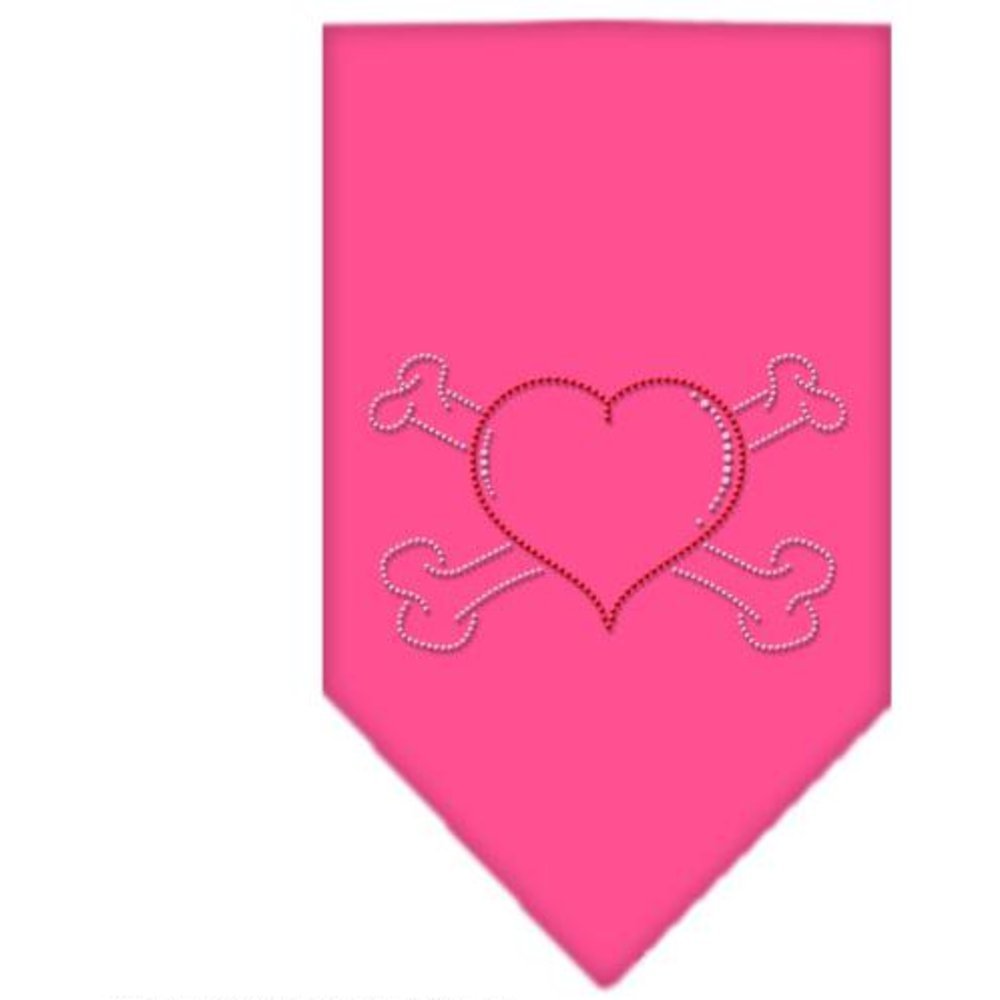 Mirage Pet Products Heart Cross Bone Rhinestone Bandana, Small, Bright Pink