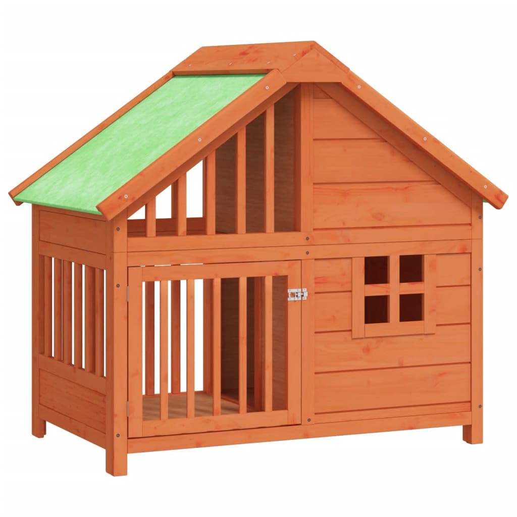 vidaXL Dog Kennel Outdoor Pet House Crate Cage with Roof - Solid Wood Pine, Water-Resistant, Large Entrance, 37.8"x23.8"x34.3"