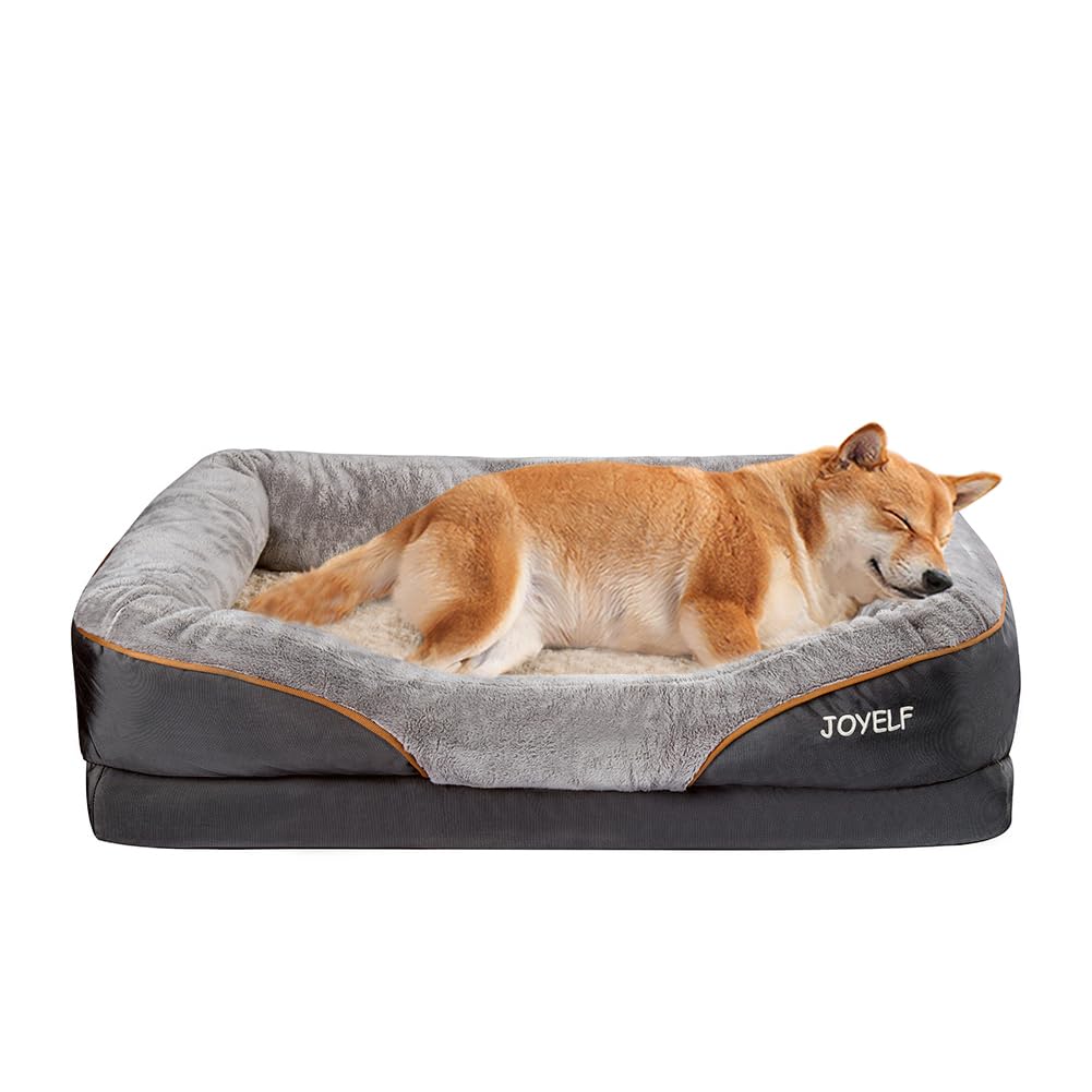 Joyelf Large Memory Foam Dog Bed, Orthopedic Dog Bed & Sofa With Removable Washable Cover And Squeaker Toy As Gift