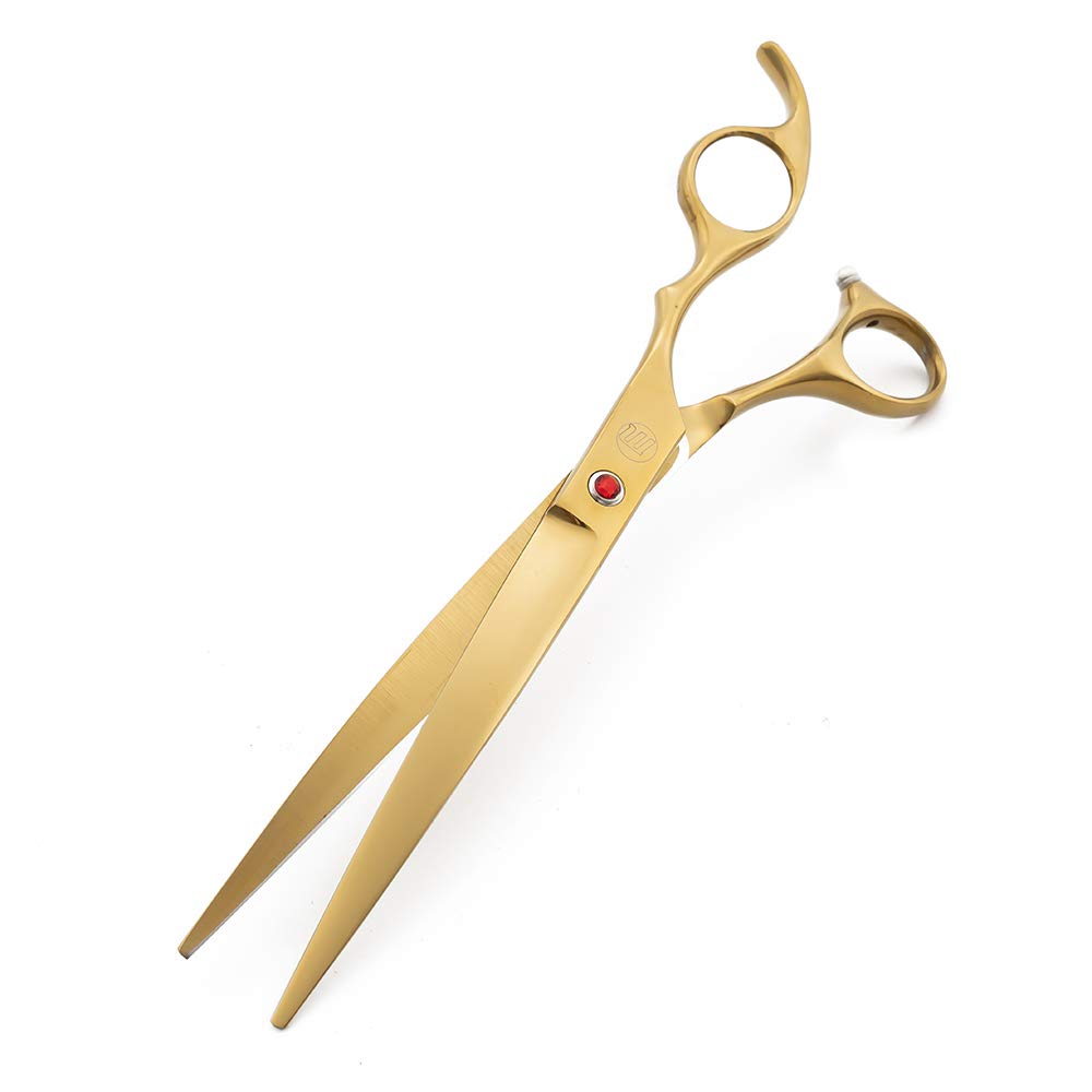 Moontay Professional 8.0' Dog Grooming Scissors Set, 4-Pieces Straight, Upward Curved, Downward Curved, Thinning/Blending Shears For Dog, Cat And Pets, Jp Stainless Steel, Gold
