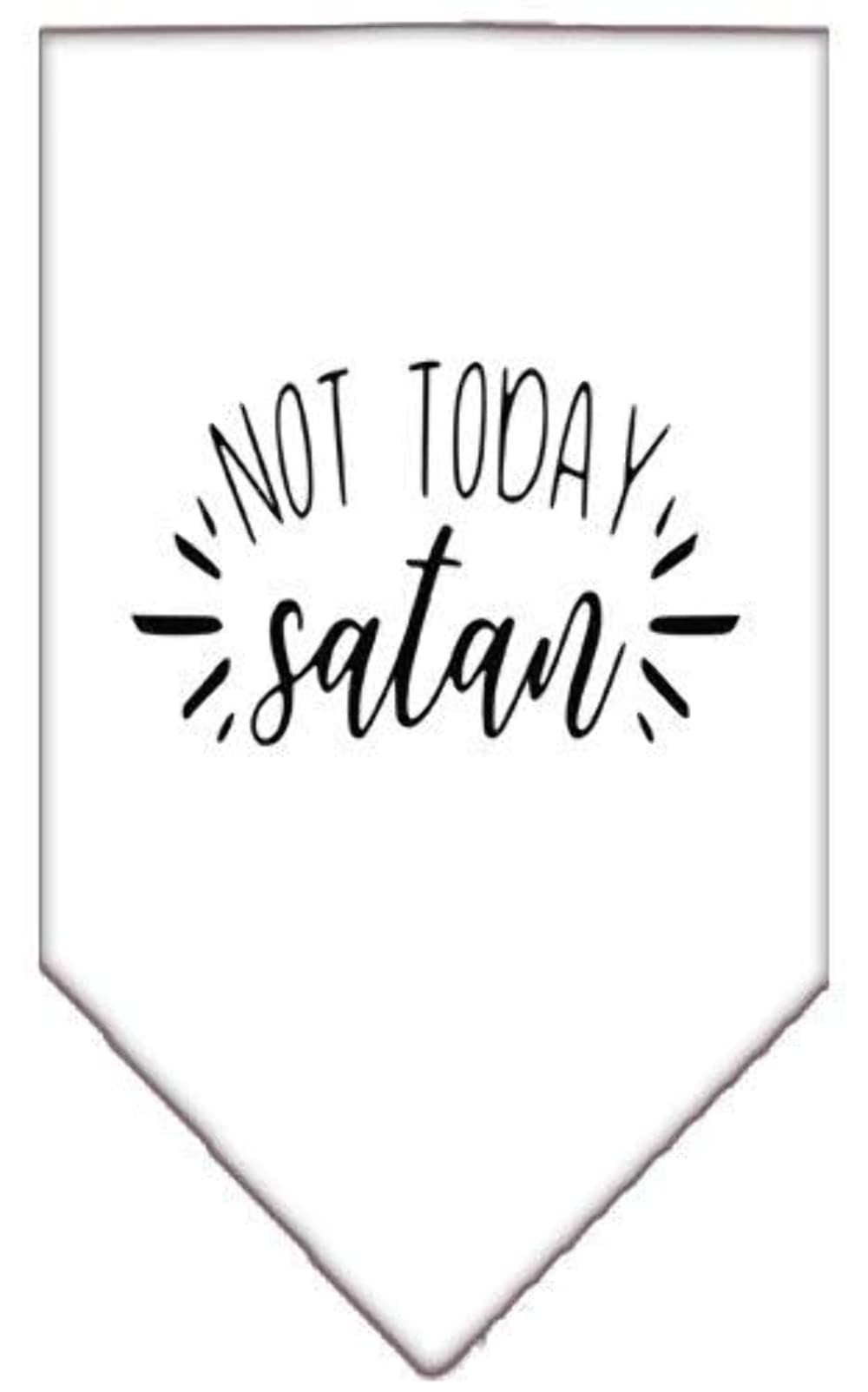 Pet and Dog Bandana Screen Printed, &quot;Not Today Satan&quot; White Small