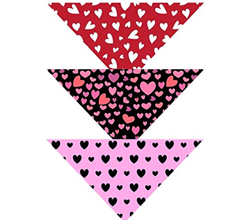 Native Pup Valentine'S Day Dog Bandana | 3-Pack | Pink, Red Heart Handkerchief Bandanna (Valentine'S Pack 1, Large)