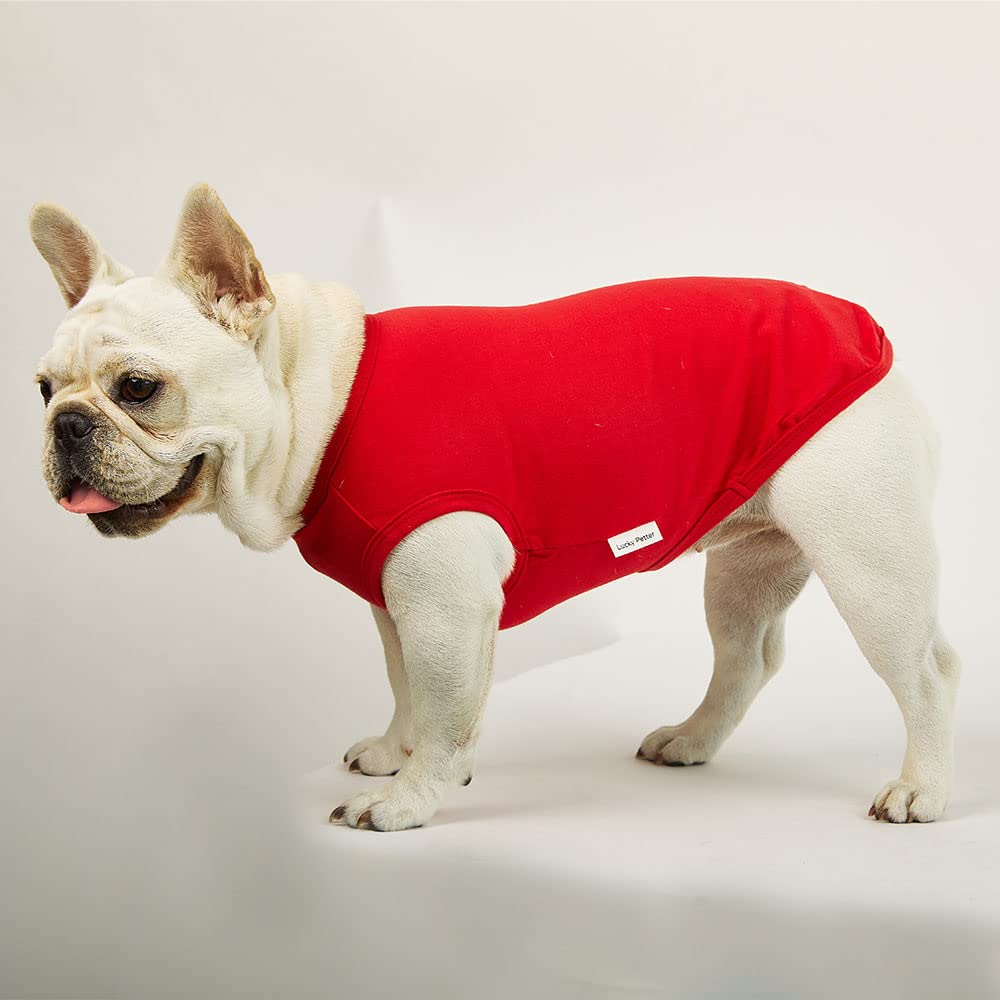 Lucky Petter Pet Clothes For Dog Cat Puppy Plain Sleeveless Shirts Durable And Elastic Dog Shirt Apparel Outfits (X-Small, Red)
