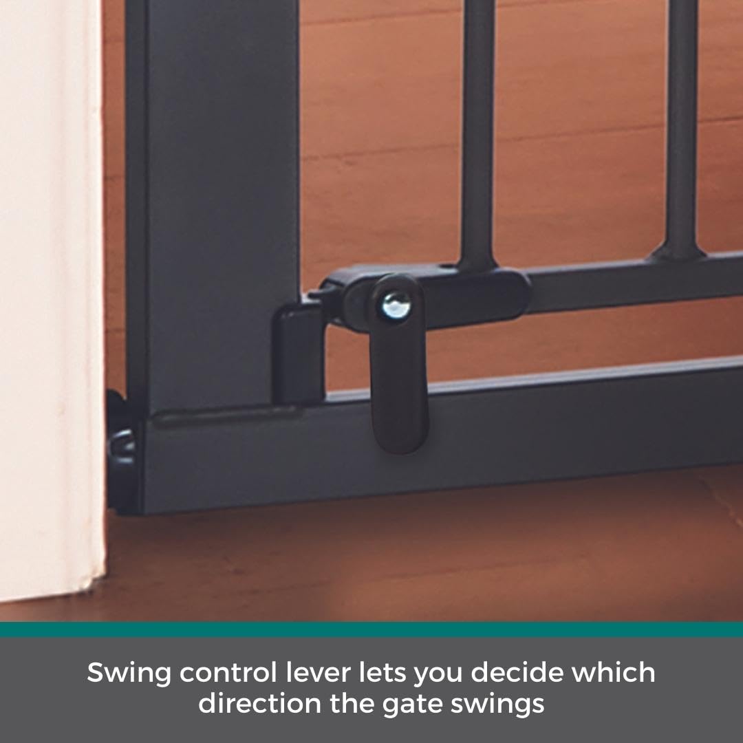 Mypet North States Wide Deco Easypass Pet Gate With Patented Adjustable Pet Door: 29.75'' - 40.5'' Wide Dog Gate. Pressure Mount