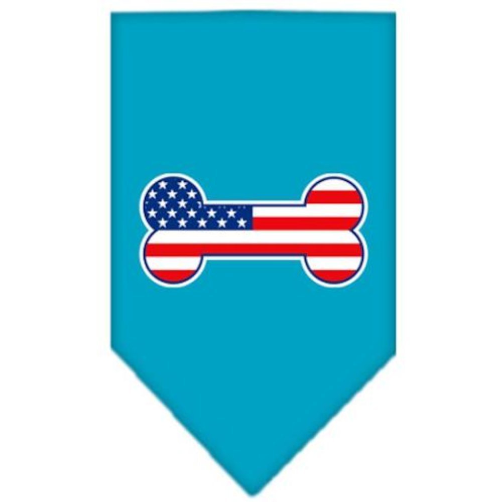 Mirage Pet Products Bone Flag American Screen Print Bandana for Pets, Large, Turquoise