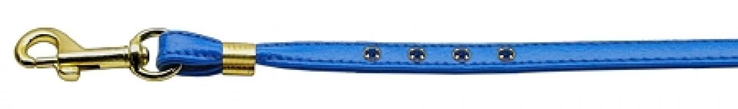 Dog, Puppy & Pet Leash, "Colored Crystal Rhinestones" Blue W/Blue Stones Gold