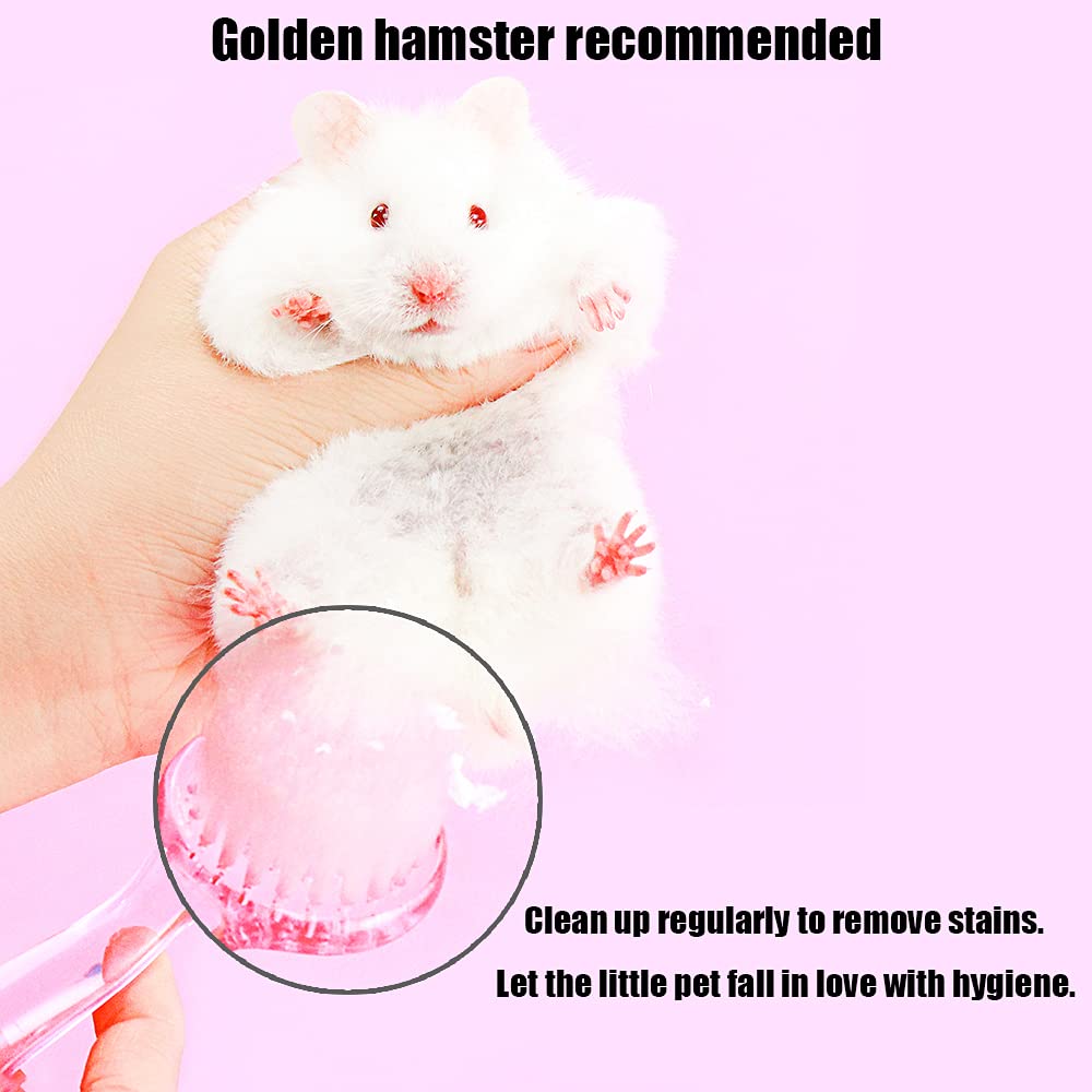 Woledoe 2Pcs Hamster Brush And Comb, Fit Guinea Pig, Ferrets, Rats, Chinchilla, Bunny - Pink