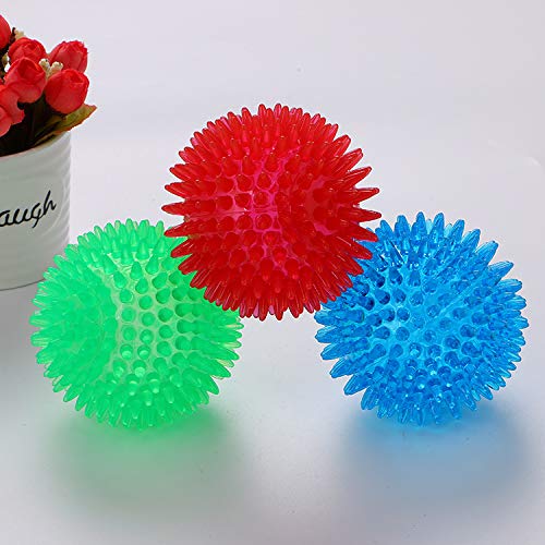 Psk Pet Mart Dog Cat Pet Led Squeaky Squeaker Rubber Chew Ball Fun Toys  3 Pcs (Small, Multicolor, Unscented)