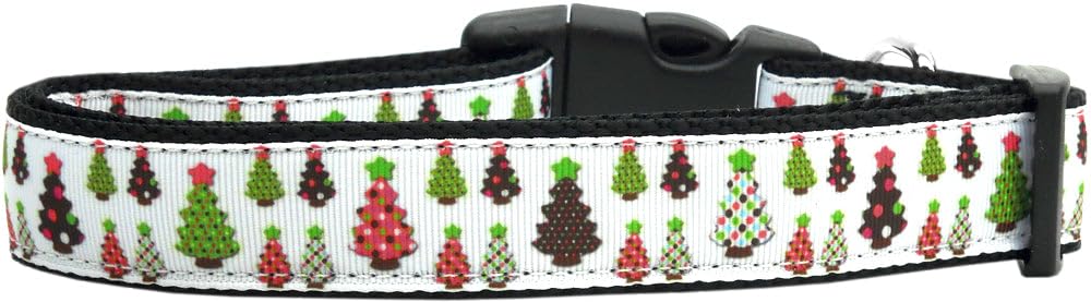 Christmas Pet Dog & Cat Nylon Collar or Leash, &quot;Designer Christmas Trees&quot; XS Collar