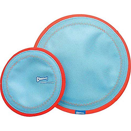 Chuckit! Paraflight Flying Disc Dog Toy - Water Floating Flyer - Durable Nylon Construction With Soft Rubber Edges - For Small And Medium Dogs - Size Small - 6.75' L X 6.75' W - Pack Of 1
