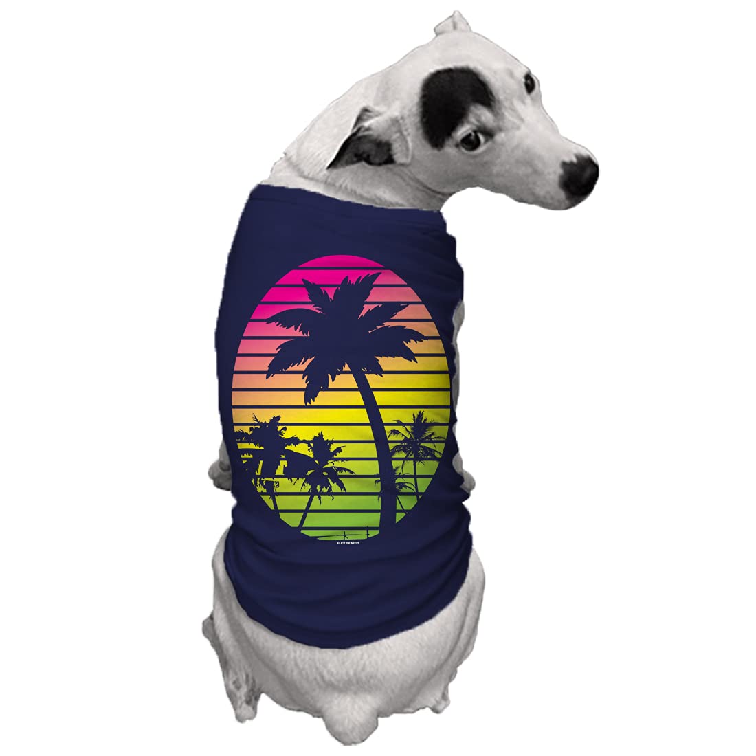 Palm Tree Scene - Dog Shirt (Navy, Small)