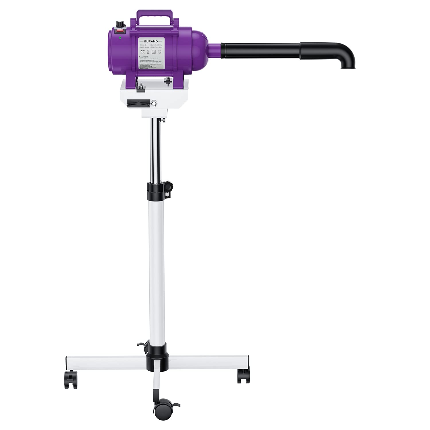 Burano Dog Dryer Stand, 4.3HP Variable Air Speed & Heat Pet Dryer with Stand, High Velocity Dog Pet Stand Grooming Dryer, Fluffy