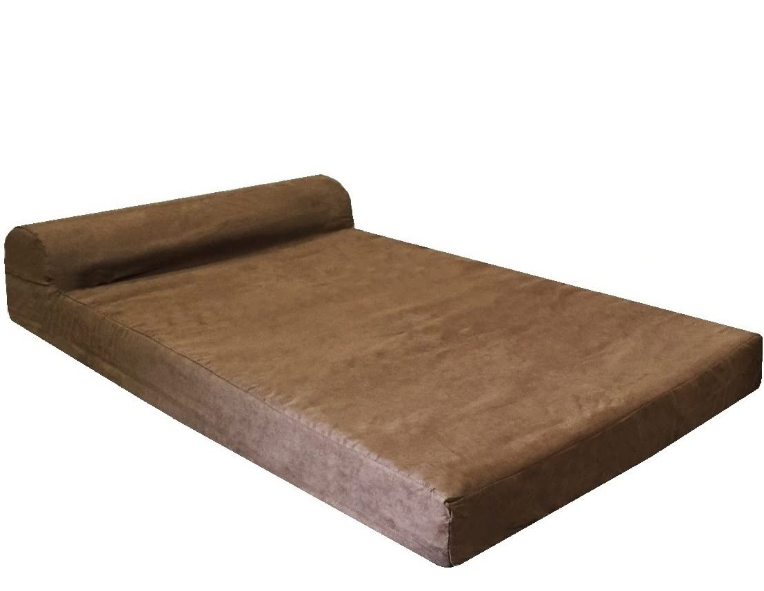Dogbed4Less Headrest Dog Pet Bed External Cover - Replacement Cover Only, Jumbo 55X47X4 Inch, Brown