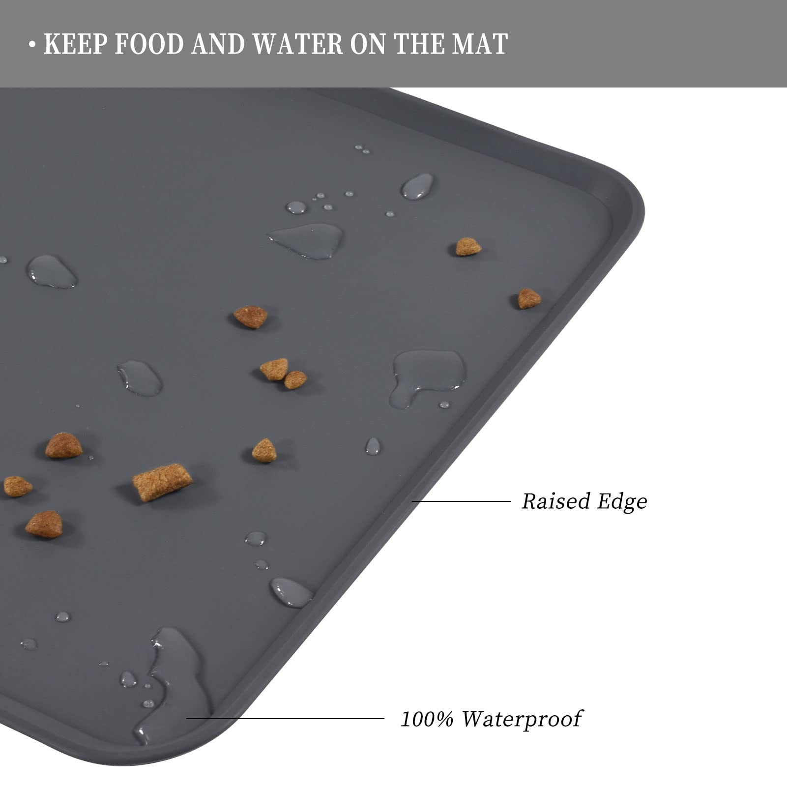 Reopet Waterproof Pet Feeding Mat With High Raised Edges, Heavier And Thicker Placemats For Cat Dog Water Bowl, Bpa Free Silicon