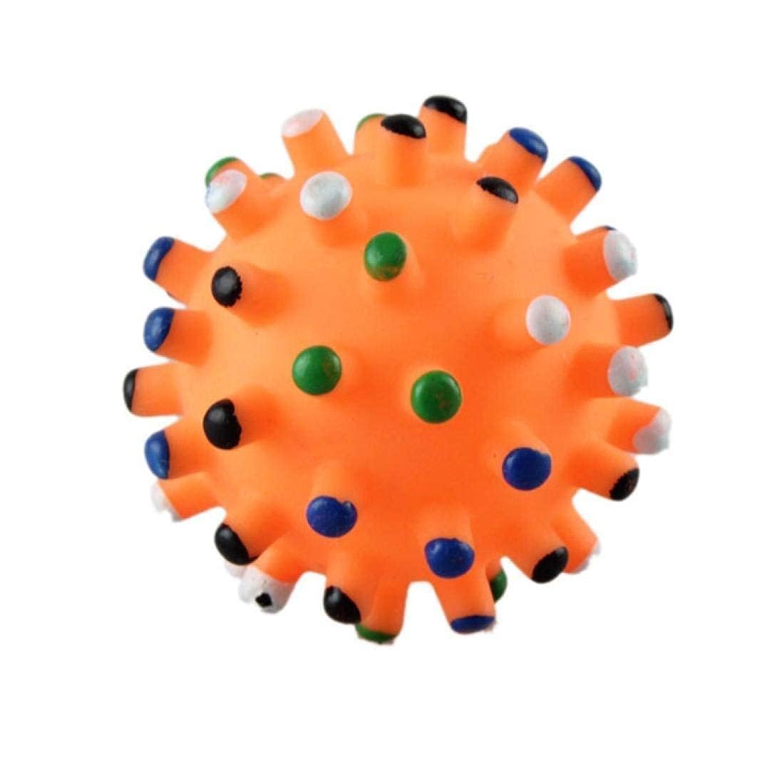 D&C PAWS Squeeze Spiked Ball Toy Dog and Puppy, Pet Training Toy Ideal for Playing and Chewing Dogs & Puppies  Color As Vary