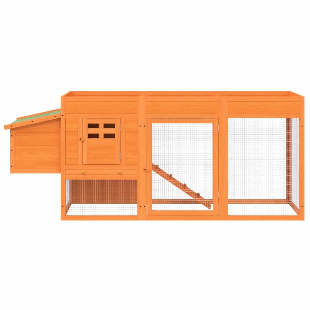 vidaXL Chicken Coop Hen House/Brown Pine Poultry Cage with Run, 80.3&quot;x19.7&quot;x33.1&quot; / Rabbit and Small Animal Hutch