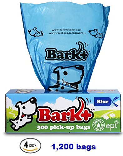 1200 Bark+ Dog Bags Poop Bag, 4 Pack, Blue Color, Large Size 8''X13'', Park Waste Station Refill Rolls, Hoa Pet Puppy Stands