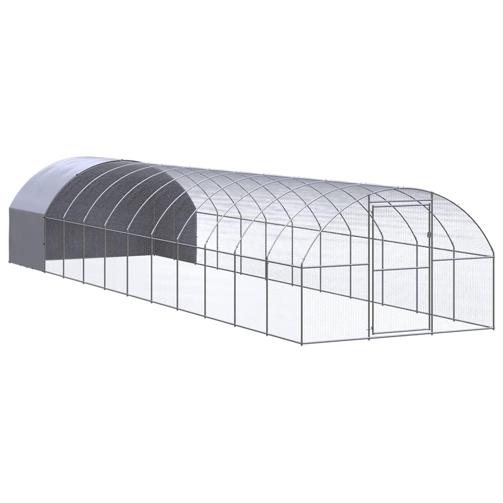 vidaXL Large Outdoor Chicken Coop with Roof 10X40X7 ft Galvanized Steel for Chickens Ducks Spacious Durable Weatherproof Poultry
