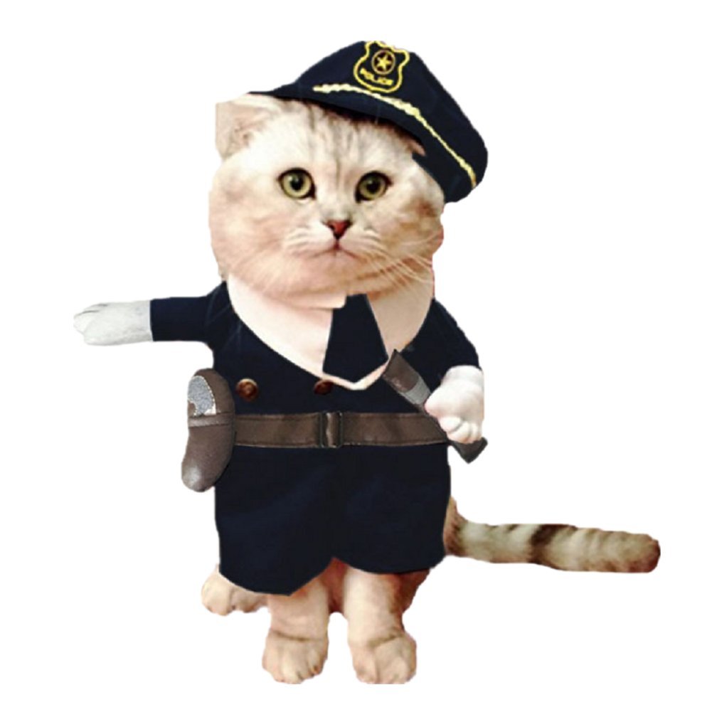 Nacoco Pet Policeman Costumes Dog And Cat Halloween Suits (X-Large)