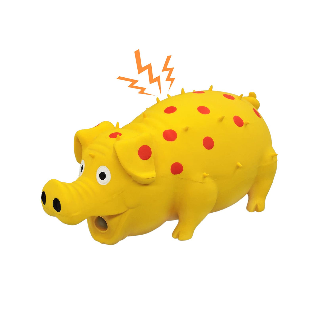 Andiker Dog Squeaky Toy, Dots Latex Dog Chew Toys With A Oinks Sound Squeaker Grunting Pig Dog Toy Durable Self Play 8' Dog Squeeze Toy For Dental Biting Chasing To Kill Boring Time (Yellow)