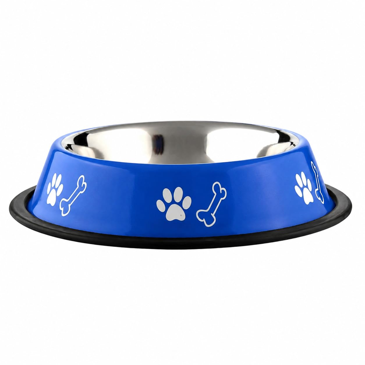 Payton Perry Stainless Steel Paw Bone Printed Food/Water Feeding Bowl For Dogs & Puppies (Blue, 900Ml)