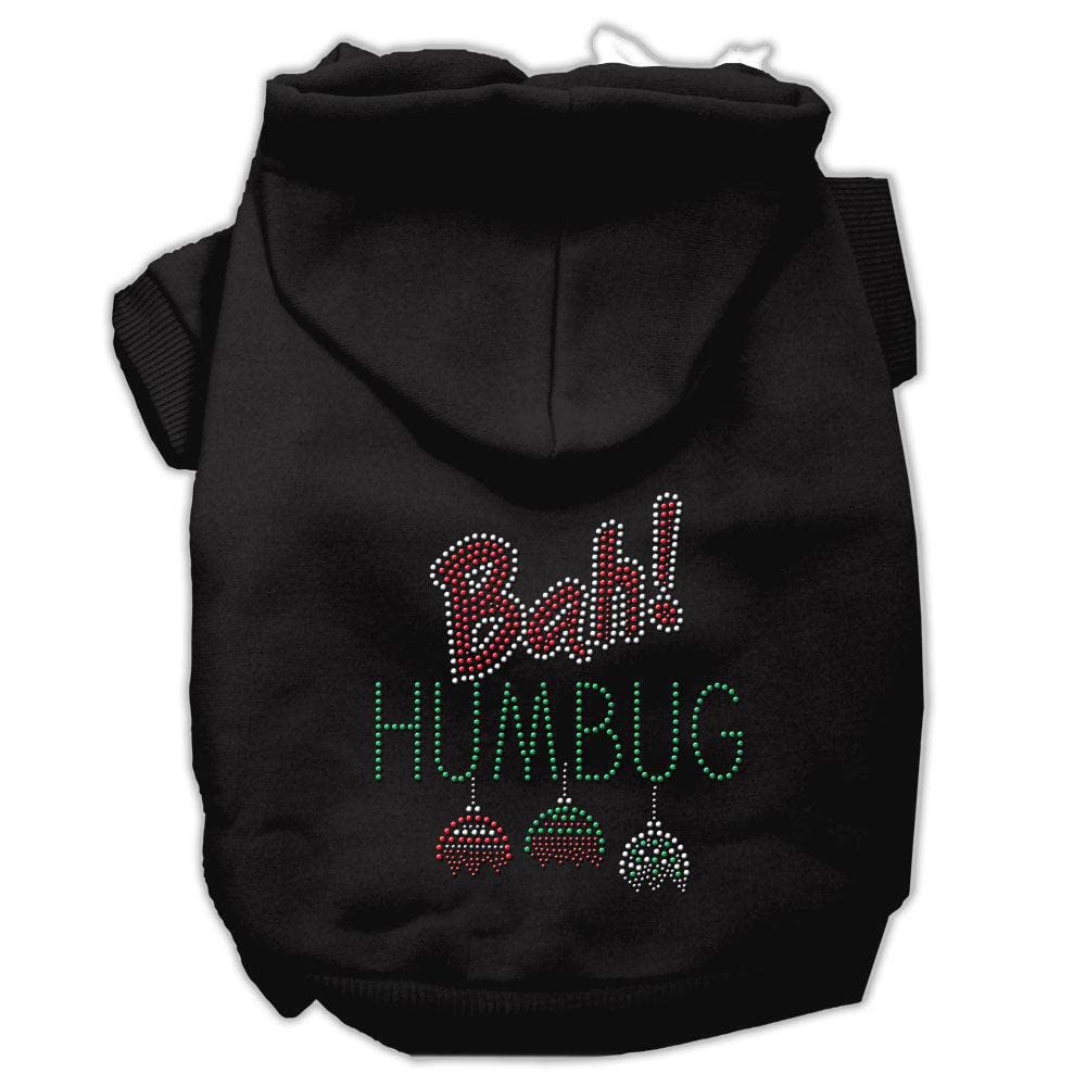 Christmas Pet Dog & Cat Hoodie Rhinestone, Bah Humbug Black XL (14-20 lbs.)