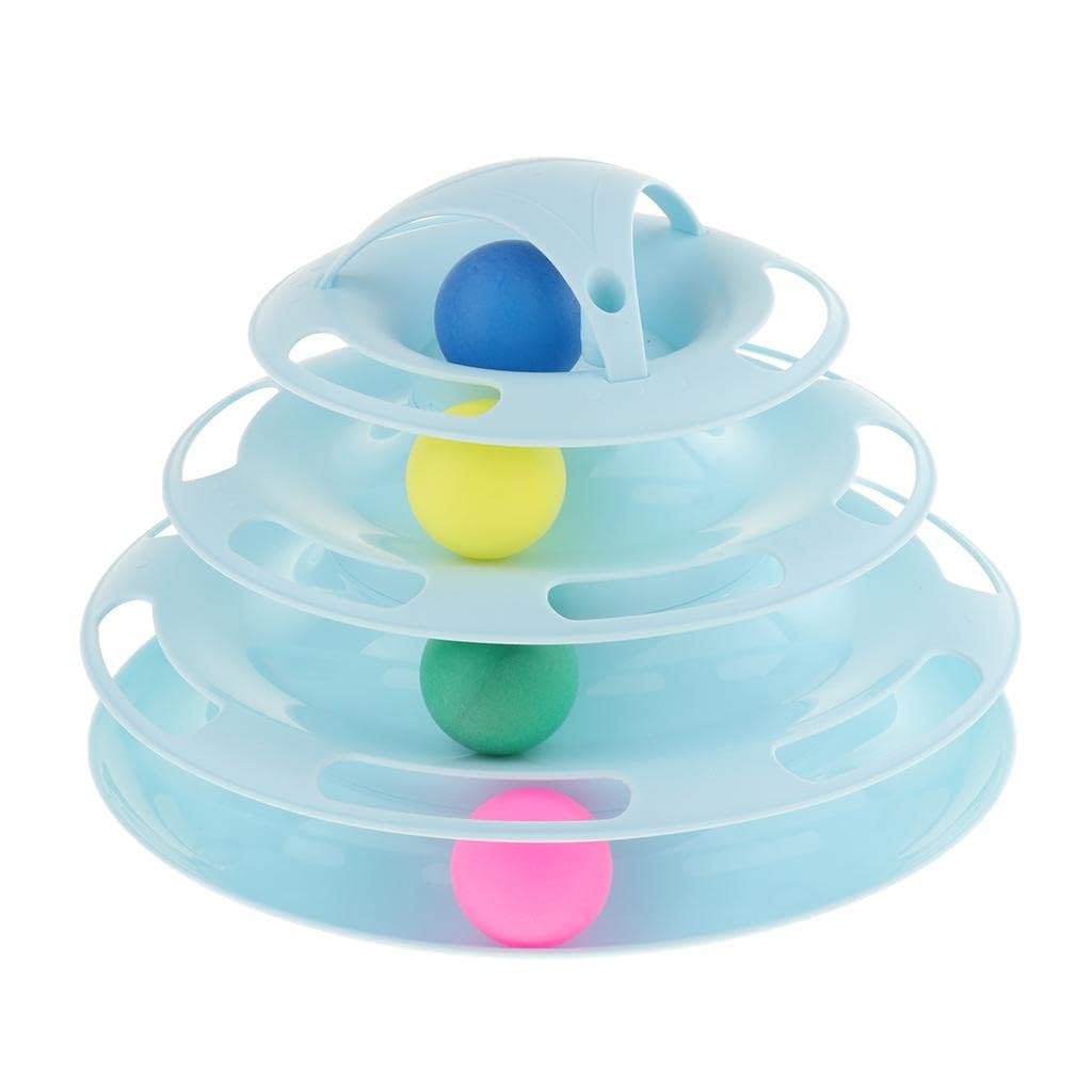 Four Layers Pet Cat Toys Turntable Intelligence Training Ball Tray Cat Tower Color May Vary
