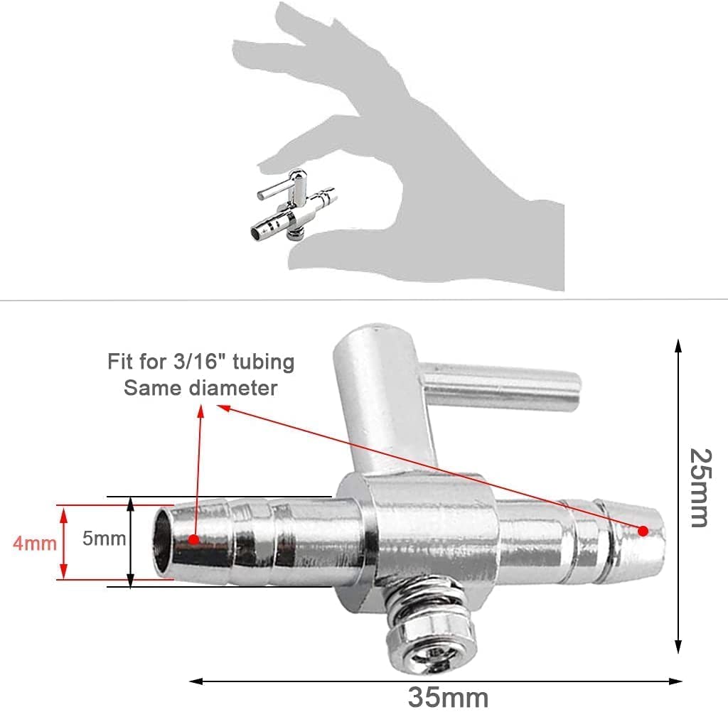 bnafes Stainless Steel Aquarium Fish Tank Air Flow Control Lever Pump Single Way Valve, 12pcs