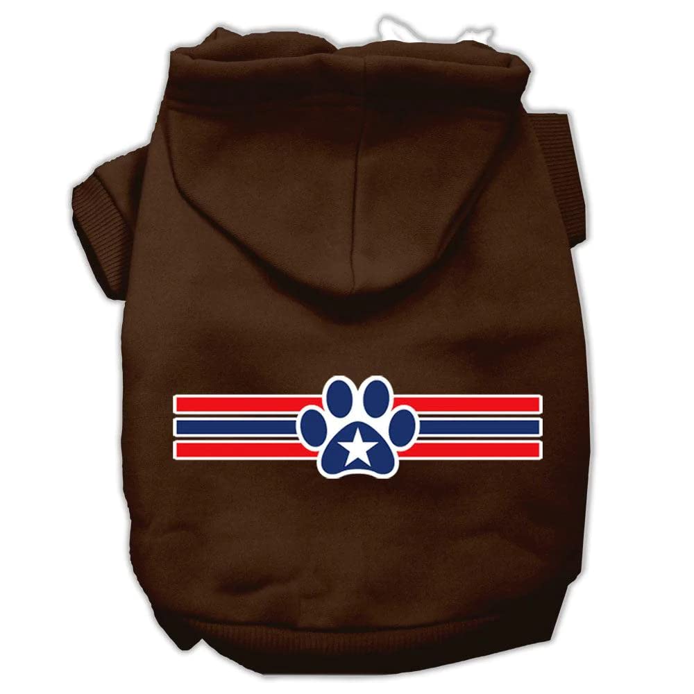 Pet Dog & Cat Hoodie Screen Printed, 'Patriotic Star Paw' Black 2Xl (20-25 Lbs.)