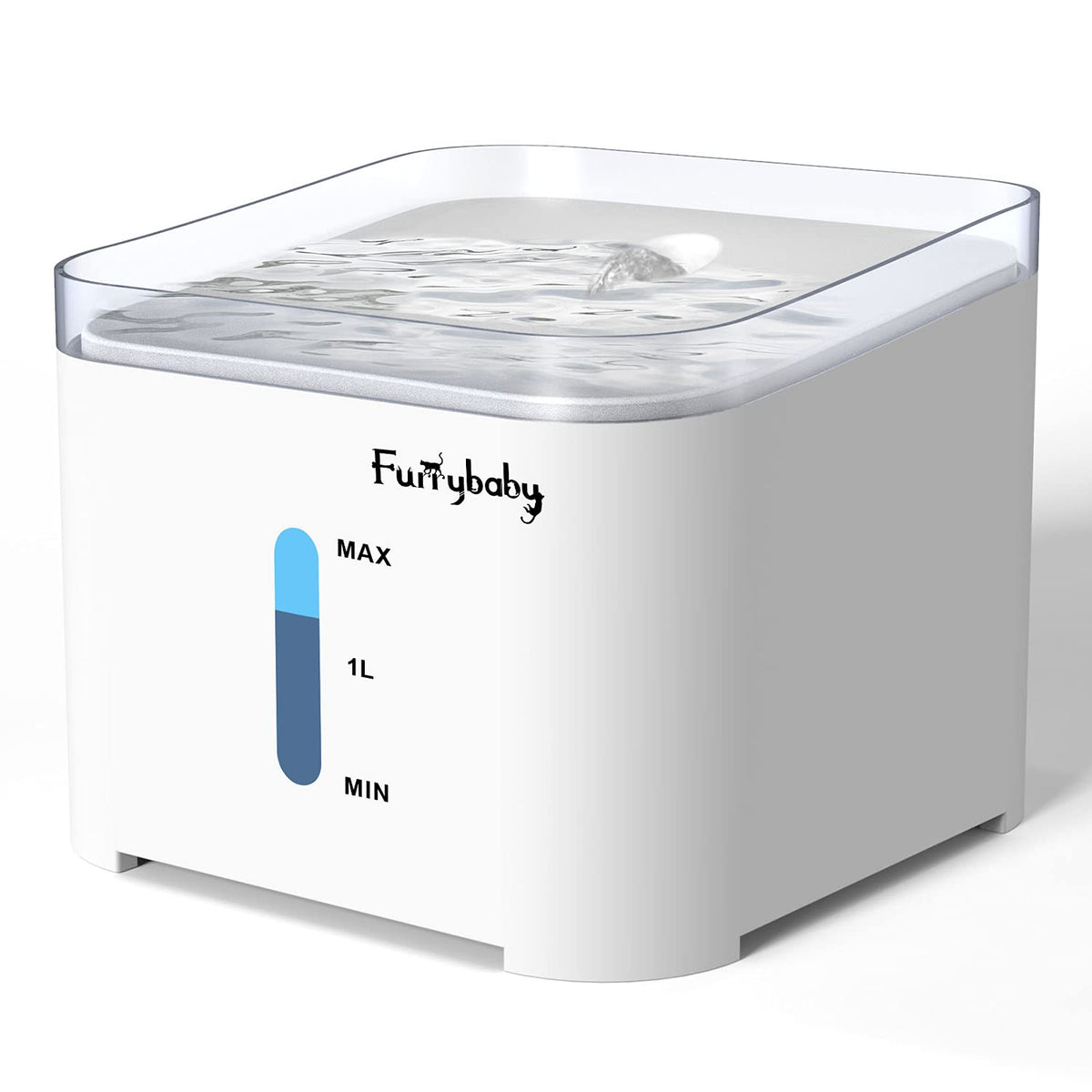 Furrybaby Cat Drinking Water Fountain, Led Automatic Pet Water Dispenser With Water Level Window 2L Ultra Quiet Indoor Intellige