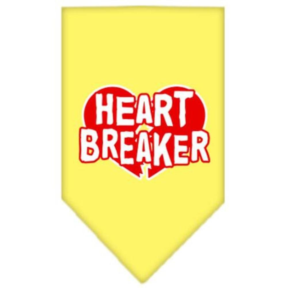 Pet and Dog Bandana Screen Printed, &quot;Heart Breaker&quot; Yellow Large
