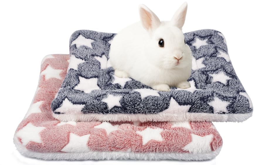 ARCTIC EAGLE 2 Pack Bunny Bed - 10 x 13 Inch Rabbit Pee Pads Bedding - Washable and Thickness Upgrade (Gray & Pink,M)