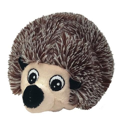 Pet Lou Ez Squeaky Ball Twin Pack, Hedgehog And Sloth, 4-Inches Diameter, Brown, Plush, Pet Toys And Supplies