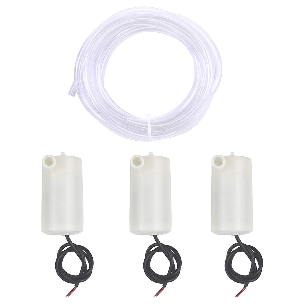 Wayintop 3Pcs Mini Water Pump Dc 3V 5V Micro Submersible Motor Pump + 3M Clear Vinyl Tubing Flexible Pvc Tubing For Fish Tank Fo