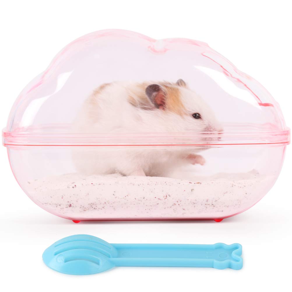 Bucatstate Hamster Sand Bath Kit Hamster Sand Bath Container Large Transparent Toilet With Scoop Set Dwarf Hamster Accessory For Small Animals(Pink, Large)