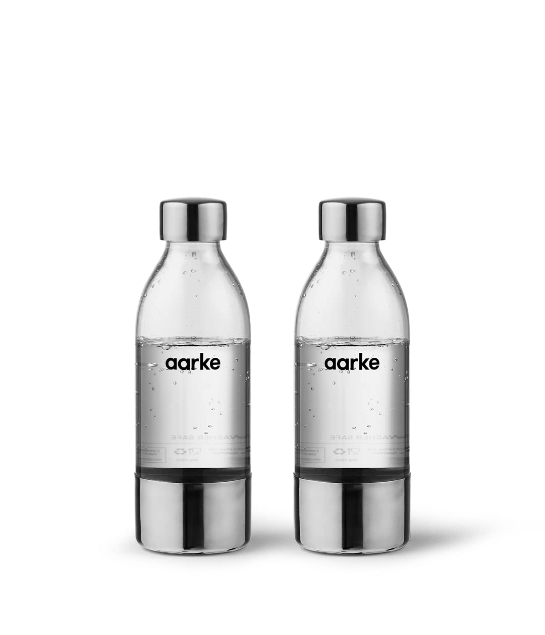 Aarke Pack Of 2 Small Pet Bottles For Carbonator 3, Bpa-Free With Stainless Steel Details, 450 Ml