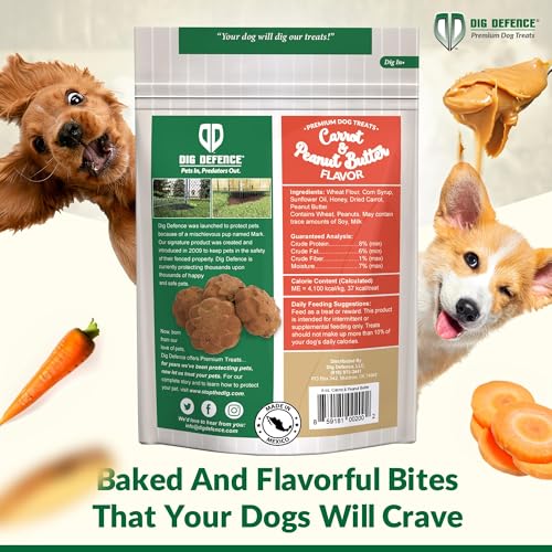 Dig Defence Premium Dog Treats - Carrot and Peanut Butter, Natural Ingredients, Baked Gourmet Snacks for Small & Big Dogs, Healt