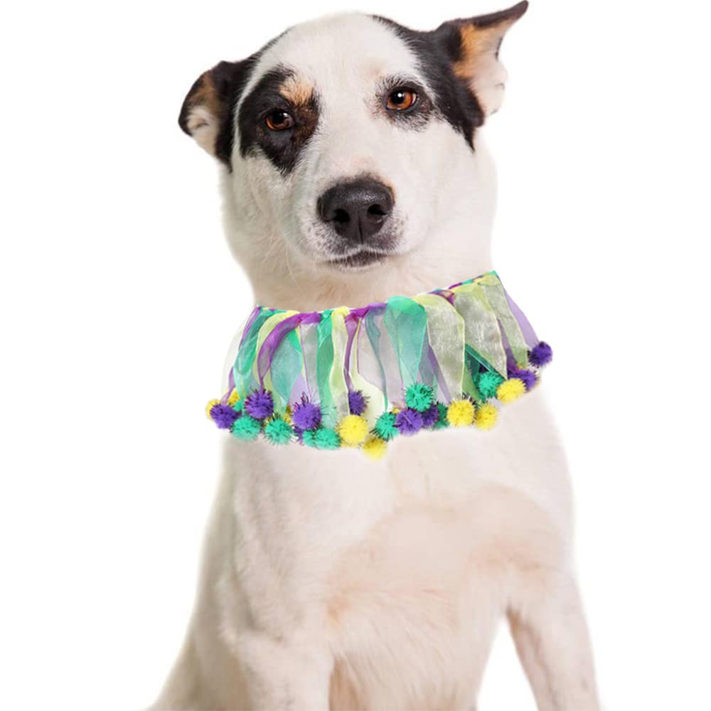 Yanqinqin Christmas Pet Collar Ornaments Purple Yellow Green Collar Adjustable Holiday Dress For Cat And Dog (A-S(30Cm))
