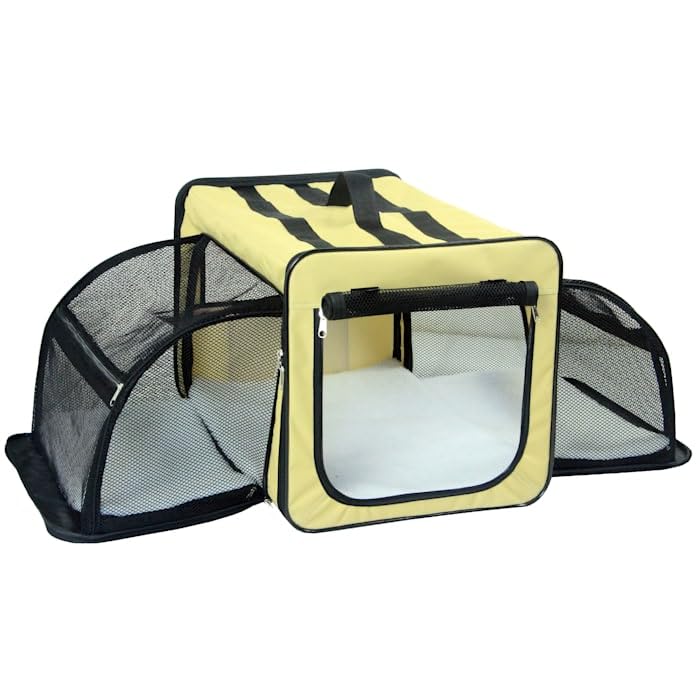 Pet Life A Capacious Dual-Expandable Wire Folding Lightweight Collapsible Travel Pet Dog Crate