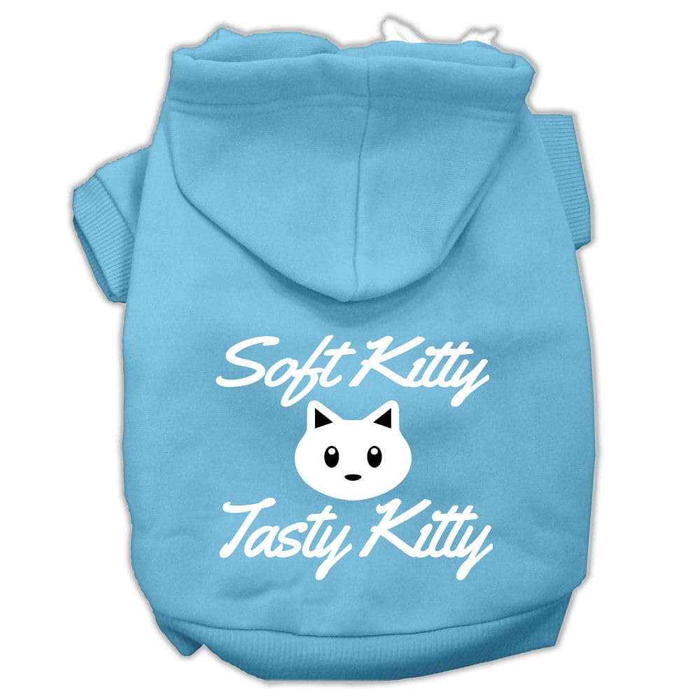 Pet Dog & Cat Hoodie Screen Printed, Soft Kitty, Tasty Kitty Baby Blue LG (10-14 lbs.)